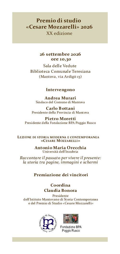 Premio “Cesare Mozzarelli” 2026